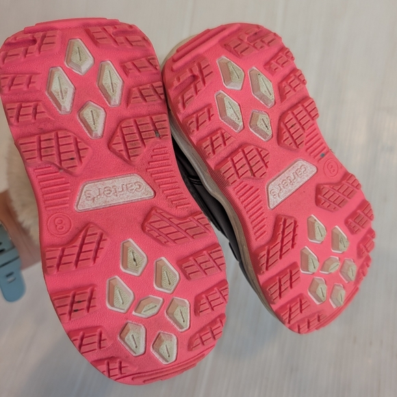 CARTER'S Girls Black and Gray Kids Winter Snow Boots with Fur Trim Size 8 - Picture 7 of 8